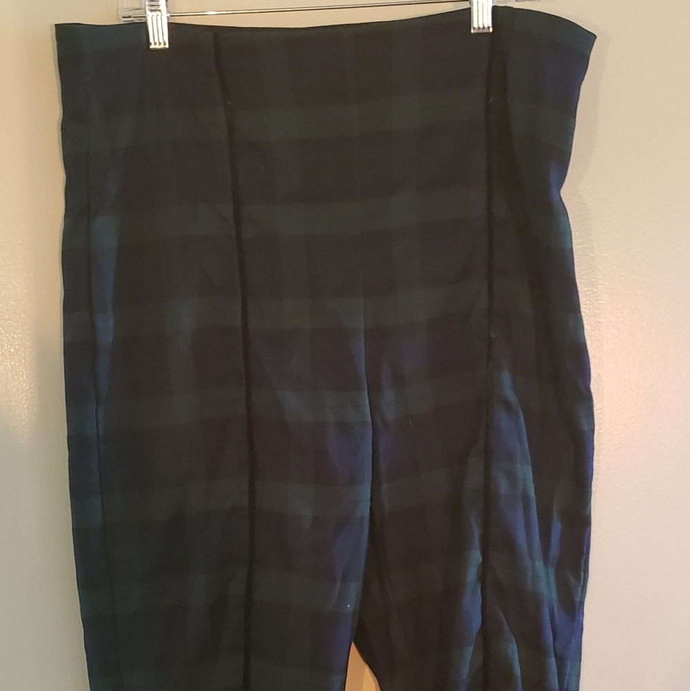 Green and navy plaid pants